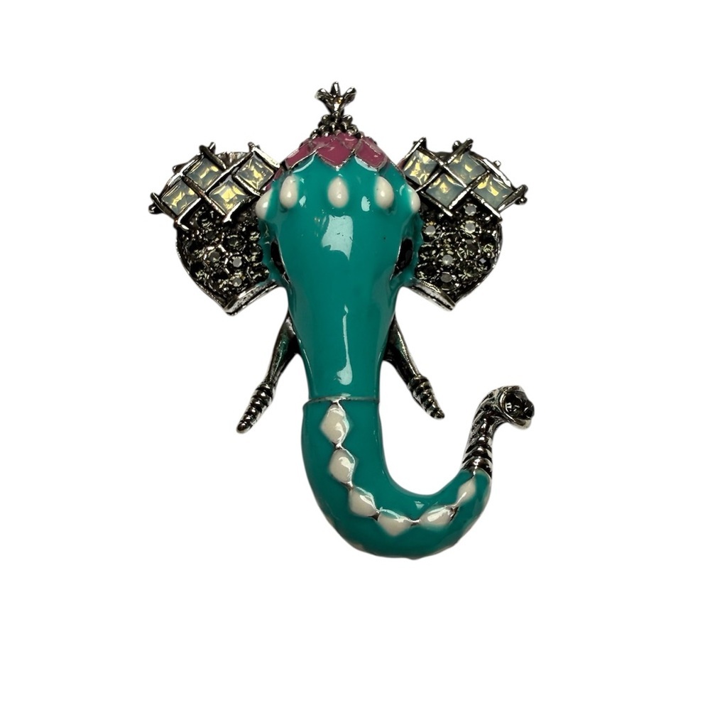 Vintage enamel elephant brooch
